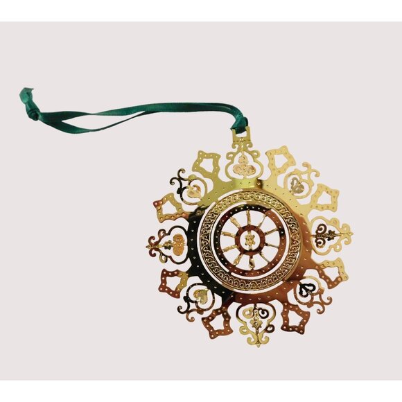 Vintage Baldwin 24 Kt Gold Ornament Aurora Ice Flower 1999 Snowflake Brass 7173 - Picture 3 of 6